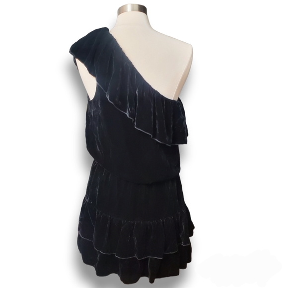 Joie Black Velvet One-Shoulder Dress - Picture 9 of 13